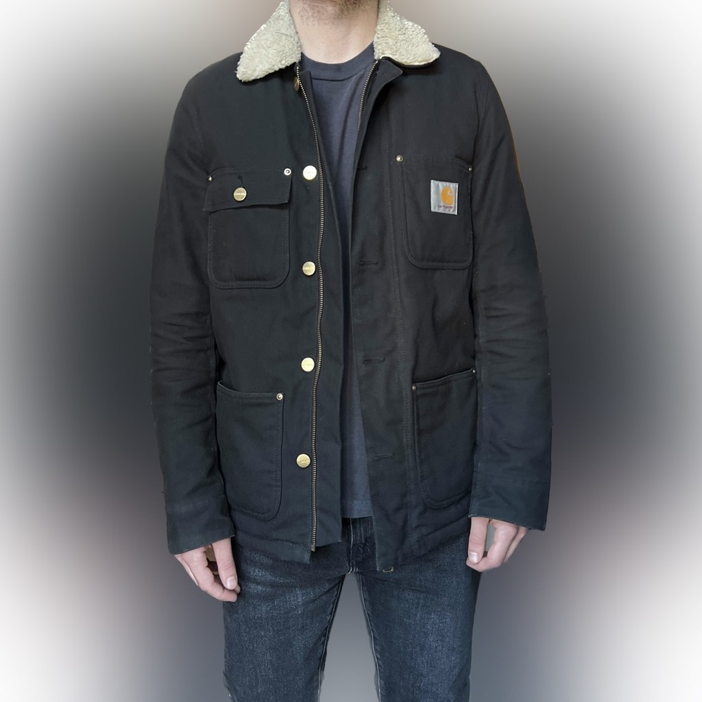 Black XS Carhartt WIP Sherpa lined chore jacket